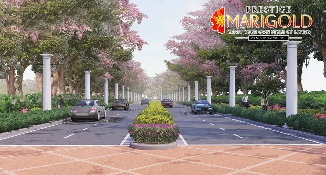 Residential buildings and greenery at a Prestige Group project near Yelahanka (artist's impression)